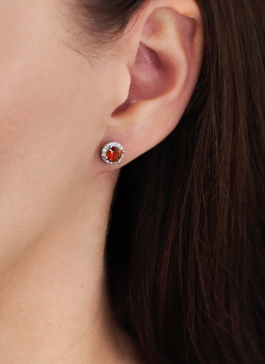 Ohrringe Zirkonia Ohrstecker rund 925 Silber Farbwahl Schöner-SD