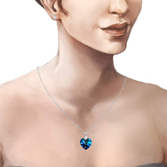 Schöner-SD Damen Kette Herz 925 Silber Marken-Kristall Herzanhänger