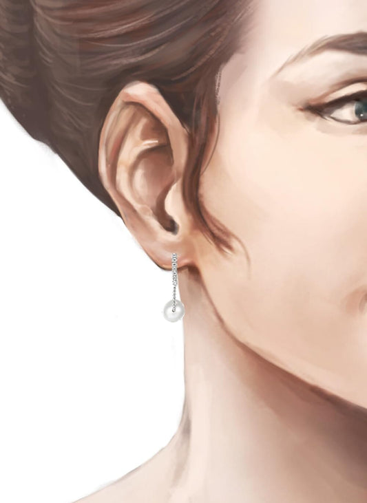 Schöner-SD Ohrringe mit Kette und Süßwasser-Zuchtperle 925 Silber