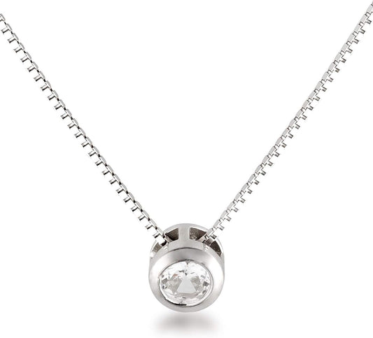 Schöner-SD 925 Silberkette mit Anhänger Zirkonia Solitär klein