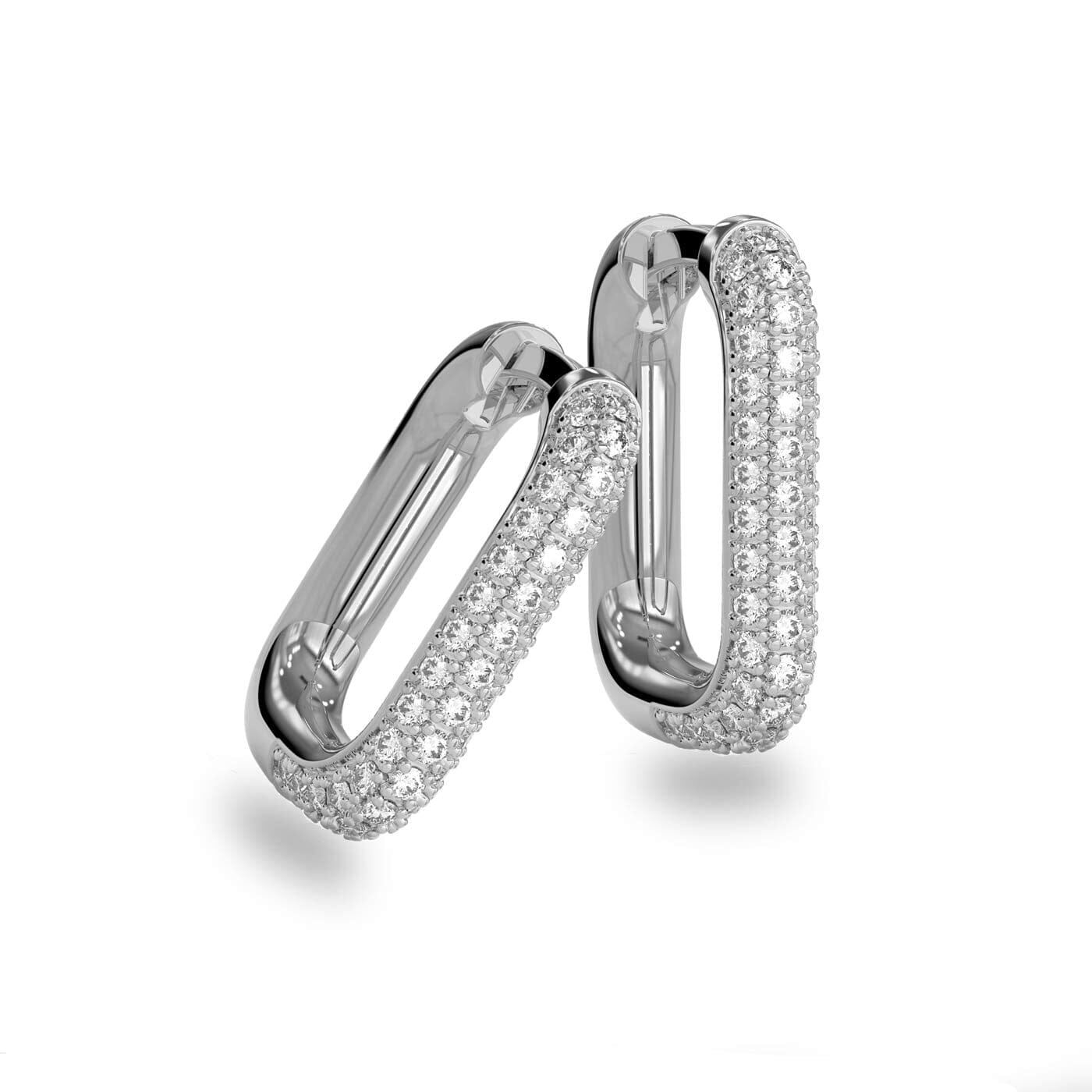 Schöner-SD Creolen Ohrringe mit Steinen schwarz oder weiß in Silber rhodiniert oder gold plattiert