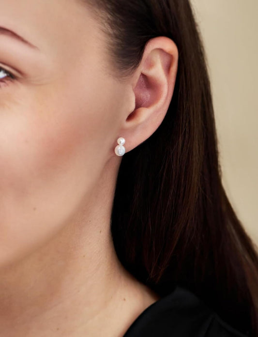 Schöner-SD Perlenohrstecker Ohrringe 925 Silber 2 Perlen klein