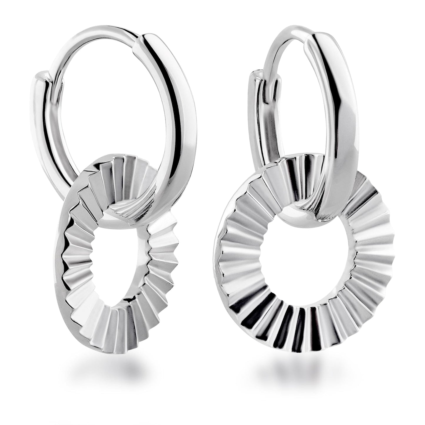 Schöner-SD Creolen Einhänger Disc Scheibe Anhänger rund 925 Silber Rhodium