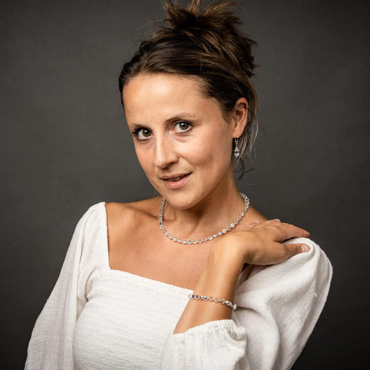 Schöner SD Halskette 6mm Kristallperlen Crystal Aurora Boreale 925 Silber