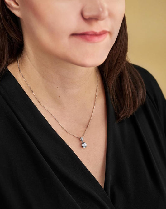 Schöner-SD Halskette mit Zirkonia Kristall Anhänger 925 Silber rhodiniert