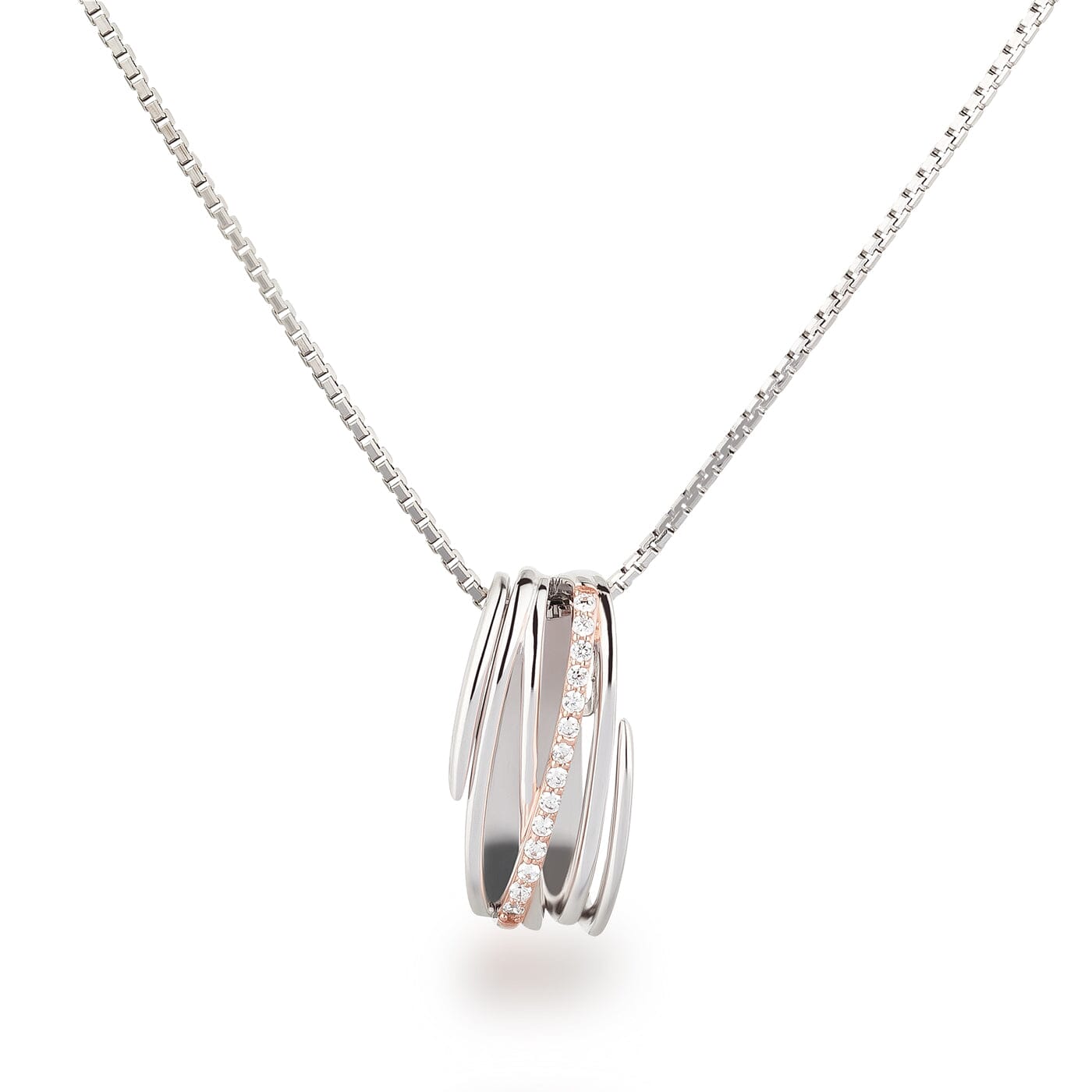 Kette mit Anhänger Anhängerkette Harmonie 925 Silber mit Zirkonia Schöner-SD