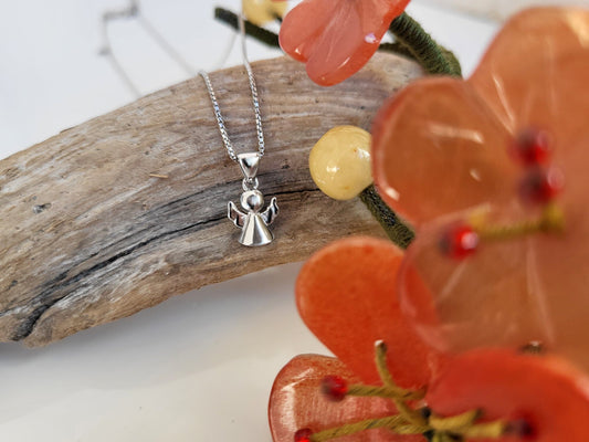 Kette mit Anhänger Engel klein kurze Kette Schutzengel 925 Silber Schöner-SD