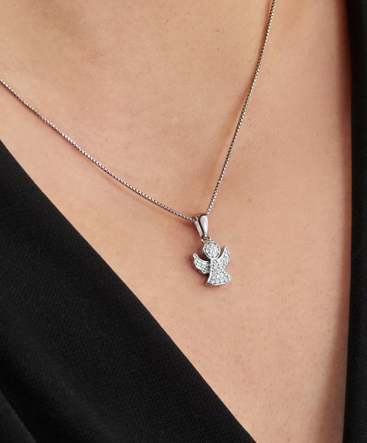 Kette mit Anhänger Engel-Anhängerkette 925 Silber mit Zirkonia Schöner-SD