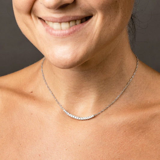 Halskette Silberkette Collier mit Zirkonia Kristall Reihe Schöner-SD