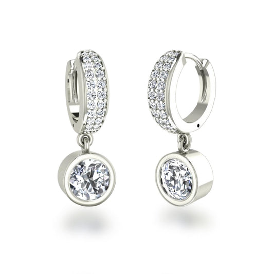 Ohrringe Creolen mit Zirkonia Solitär Anhänger 925 Silber Schöner-SD