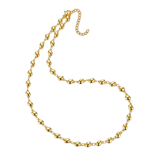Halskette Vergoldete Damen Halskette mit ovalen Gliedern Edelstahl Schöner-SD