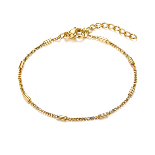 Armband Vergoldetes Armkettchen aus Edelstahl mit Zylinder-Elementen Schöner-SD