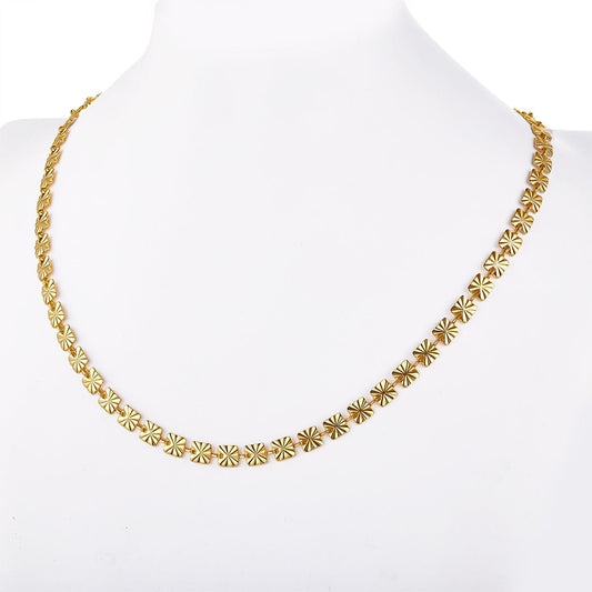 Halskette Vergoldete Halskette flach mit Muster Edelstahl golden Schöner-SD