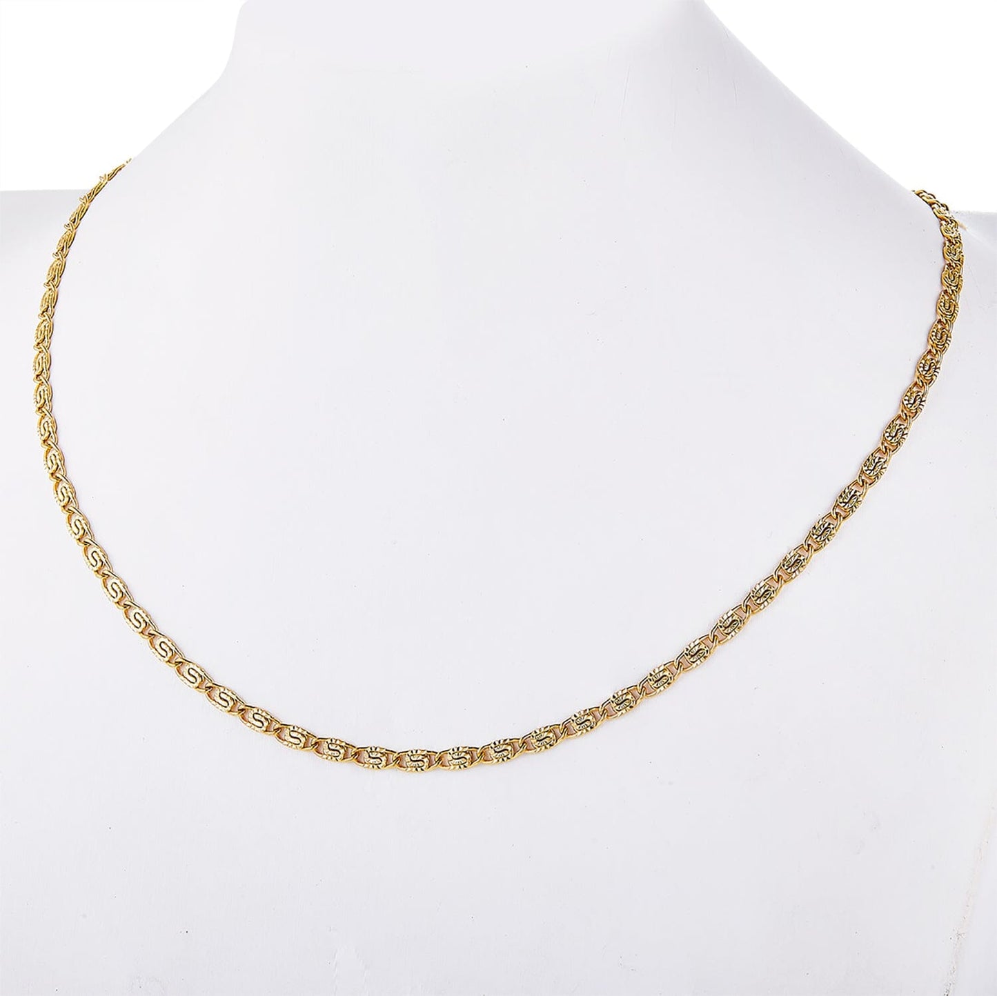 Halskette Vergoldete S-Panzerkette Edelstahl fein gemustert Schöner-SD