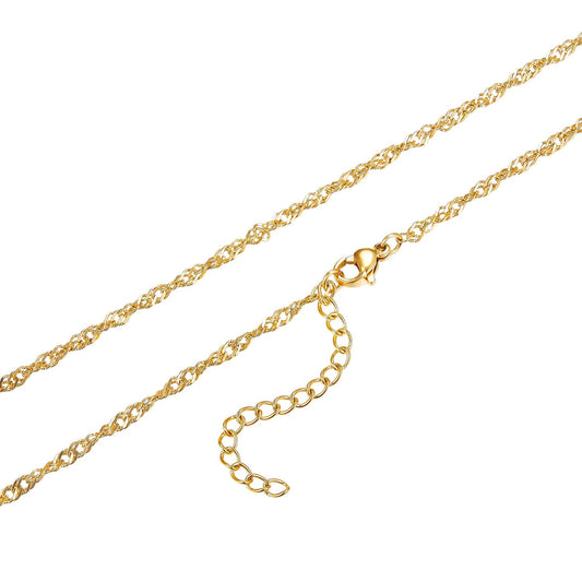 Halskette Singapurkette 2,6mm Edelstahl mit IP-Vergoldung Schöner-SD