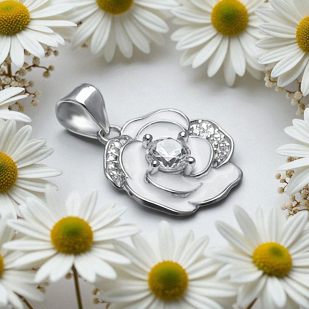 Anhänger Anhänger Blüte weiß 925 Siber mit Zirkonia Schöner-SD
