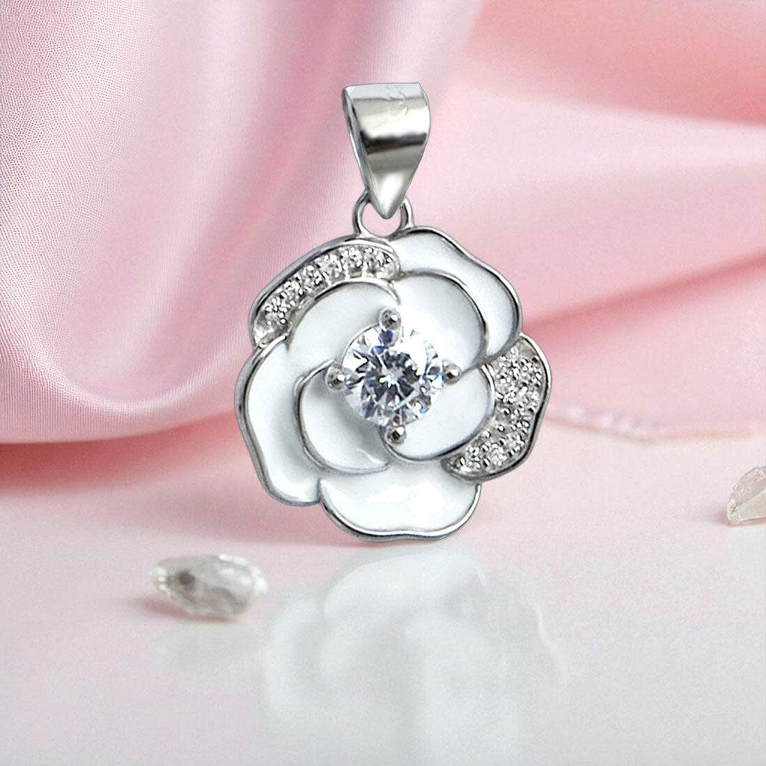 Anhänger Anhänger Blüte weiß 925 Siber mit Zirkonia Schöner-SD