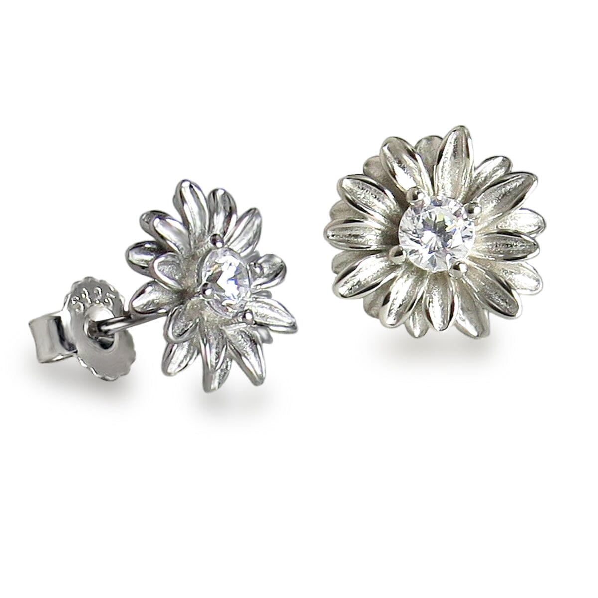 Ohrringe 925 Silber Rhodium Blüten-Ohrstecker 925 Silber rhodiniert oder vergoldet Schöner-SD