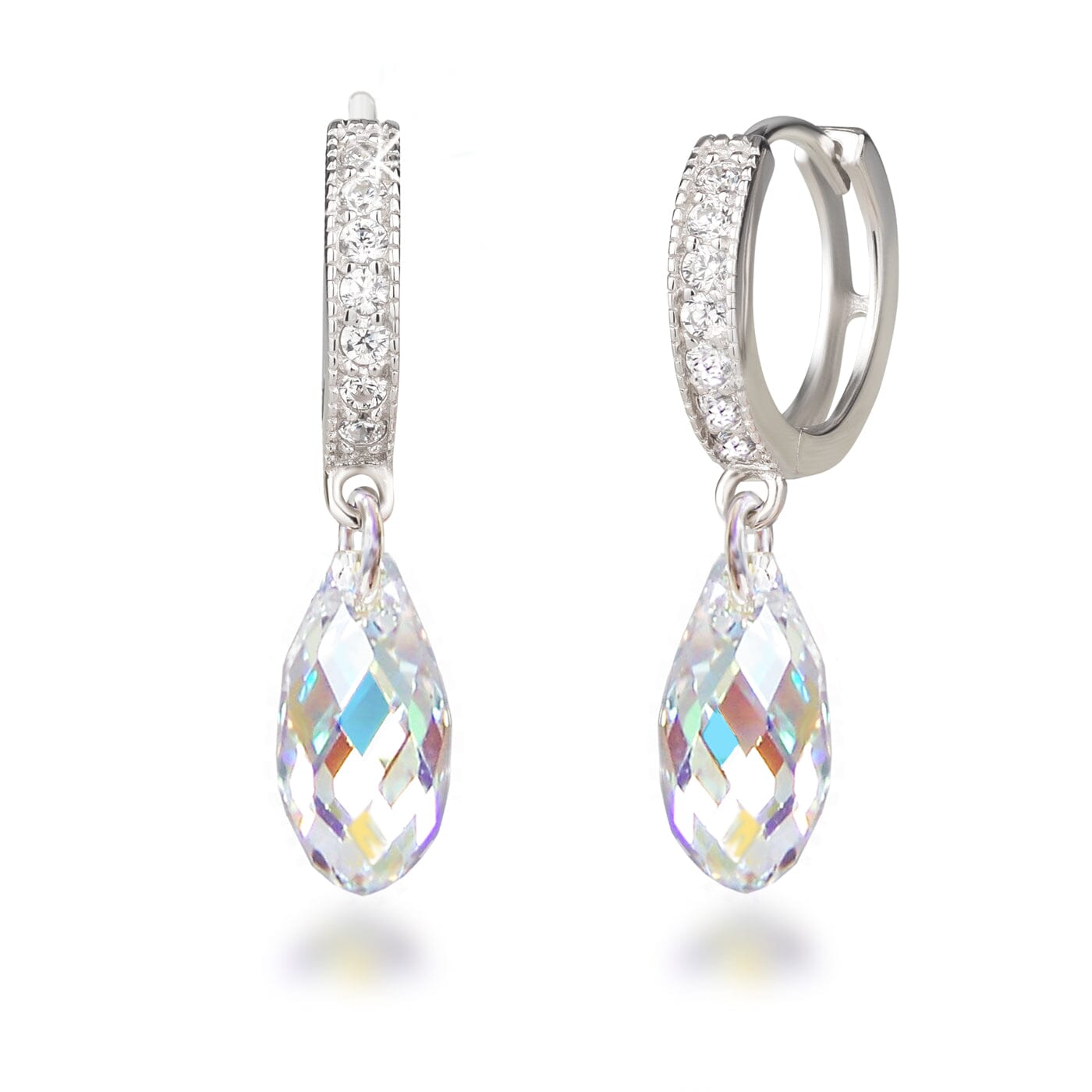 Ohrringe Aurora Boreale Ohrhänger 925 Silber mit Kristalltropfen und Zirkonia Schöner-SD