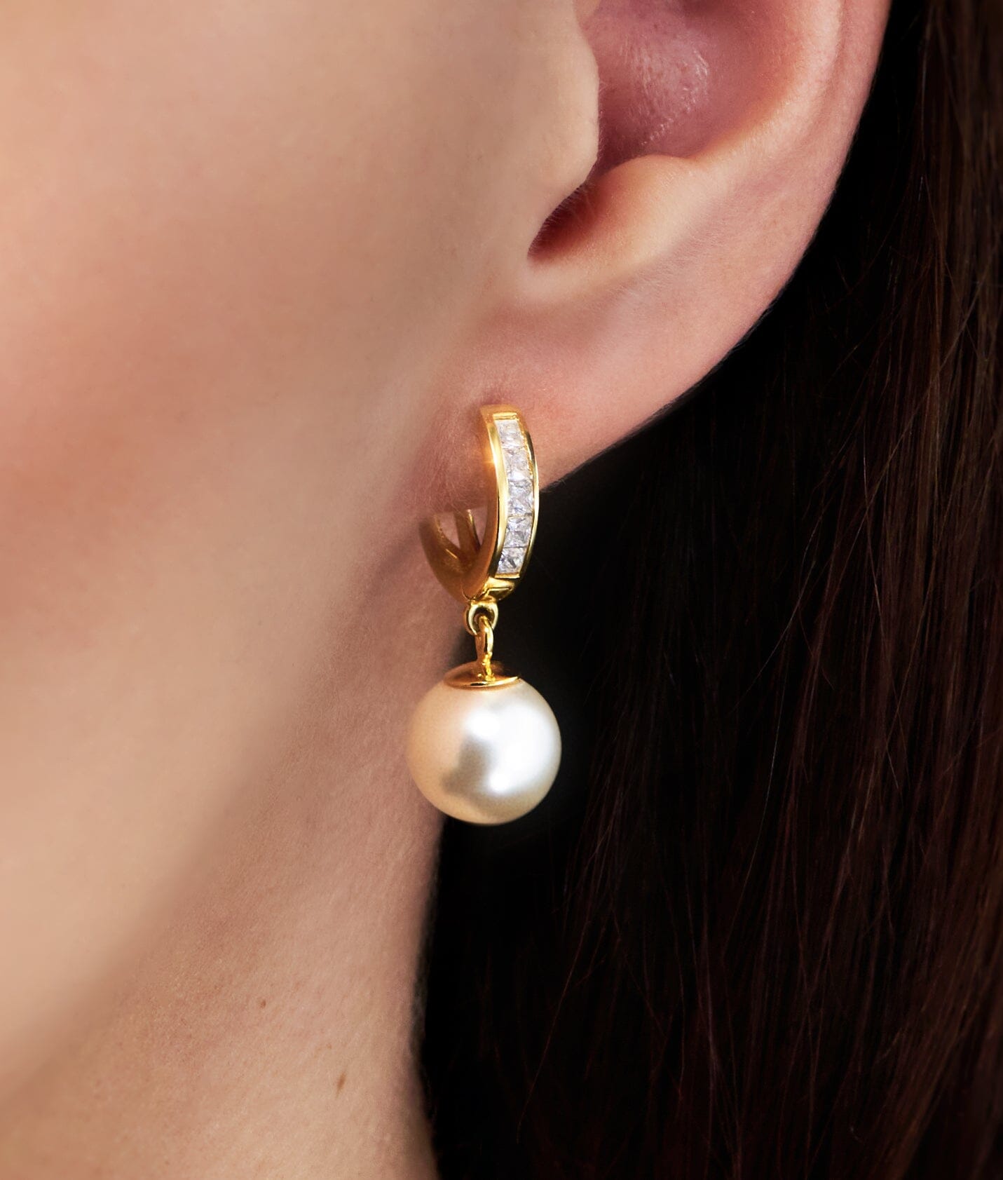 Ohrringe Vergoldete Perlen Creolen Ohrhänger aus 925 Silber Schöner-SD