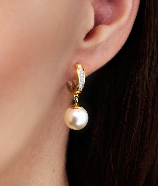 Ohrringe Vergoldete Perlen Creolen Ohrhänger aus 925 Silber Schöner-SD