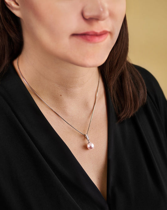 Kette mit Anhänger 925 Silberkette mit Perlenanhänger und Zirkonia Schöner-SD