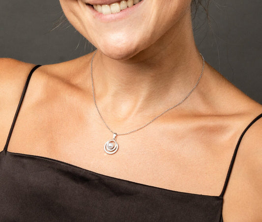 Kette mit Anhänger Halskette mit Anhänger rund Perle 925 Silber Schöner-SD