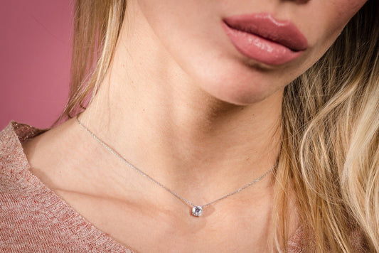 Kette mit Anhänger Zirkonia Solitär Kette 925 Silber Schöner-SD