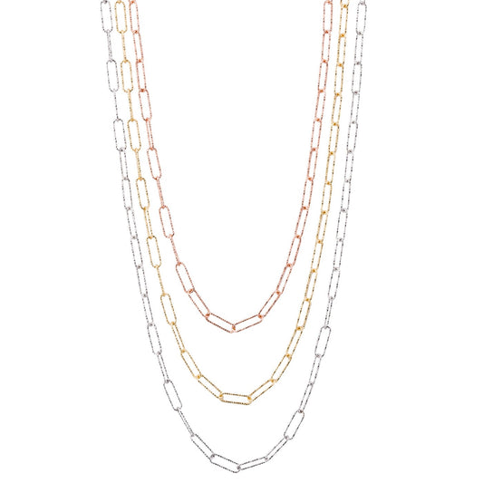 Halskette Halskette 3-reihig aus 925 Silber vergoldet gelb rosé silbern Schöner-SD