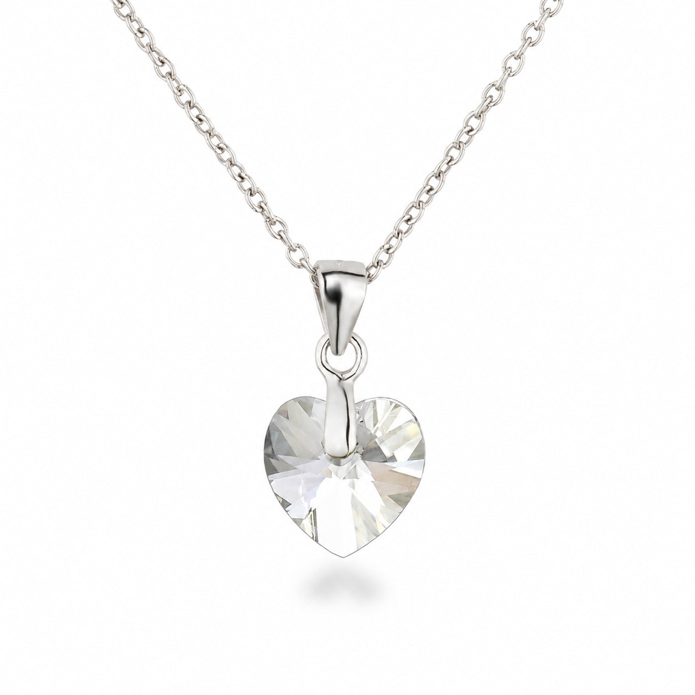 Kinderkette 925 Silber mit 10 mm Kristallherz Anhänger