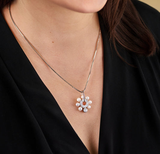 Kette mit Anhänger Perlenanhänger Rad mit Kette 925 Silber Schöner-SD