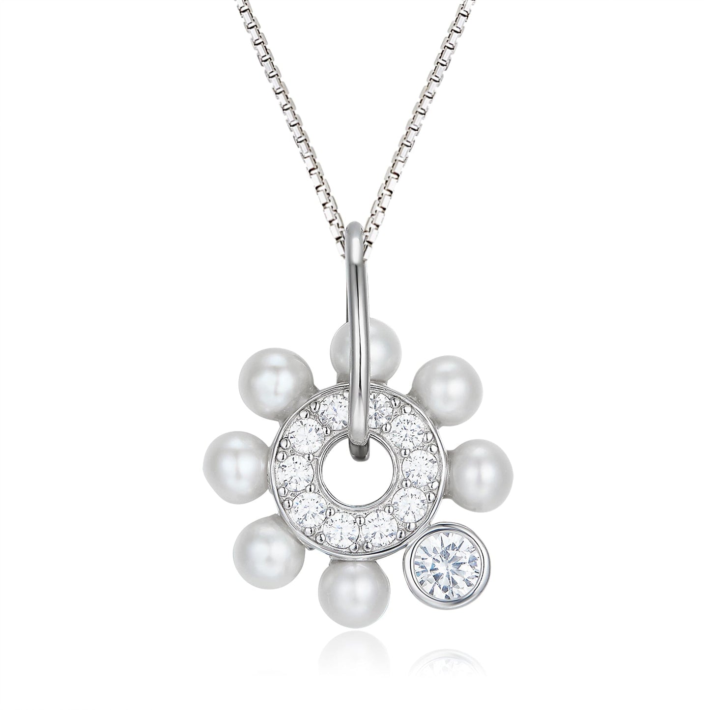 Kette mit Anhänger Perlenanhänger Rad mit Kette 925 Silber Schöner-SD