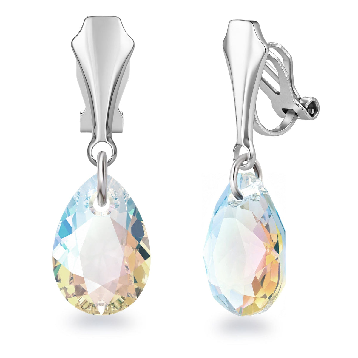 Ohrringe Crystal Shimmer Edelstahl Ohrclips hängend mit Tropfen-Markenkristall Schöner-SD