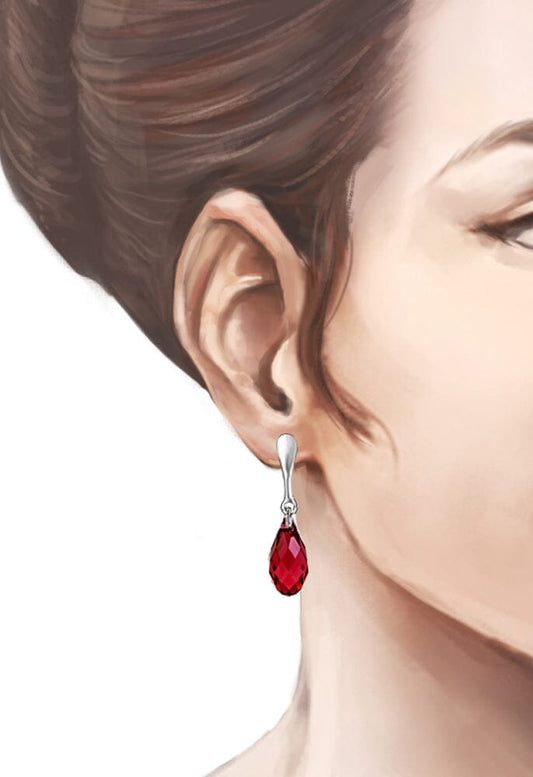 Ohrringe Ohrclips 925 Silber mit Tropfen-Kristallen hängend Schöner-SD