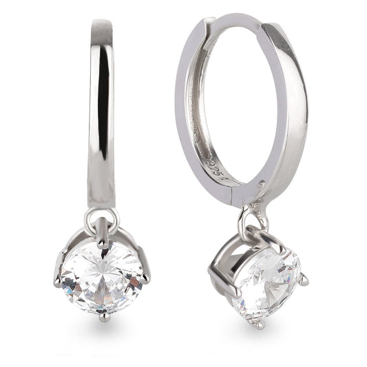 Ohrringe 925 Silber Creolen mit Zirkonia Anhänger Schöner-SD