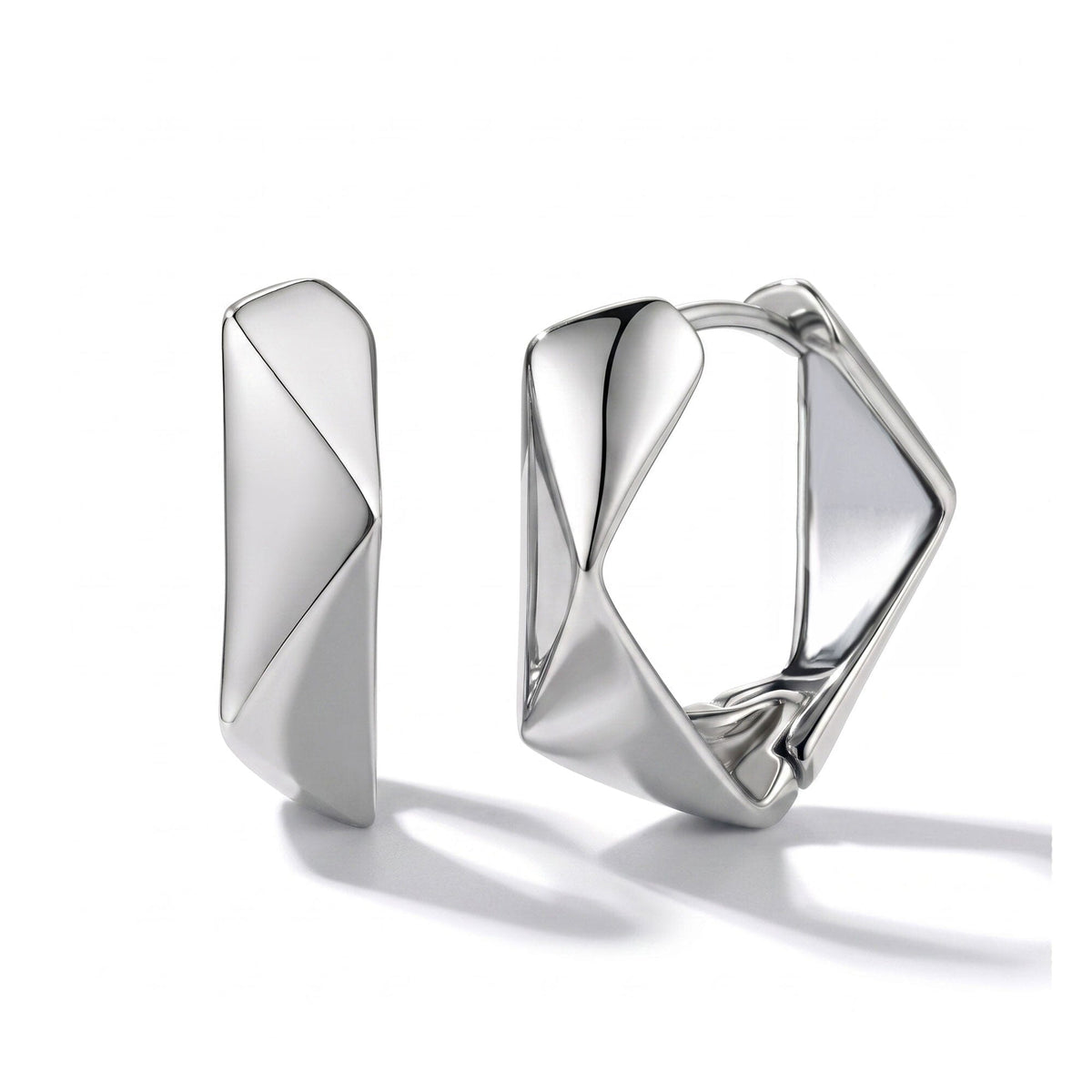 Ohrringe Edelstahl Eckige Edelstahl Creolen geometrisch in Silber oder Gold Schöner-SD