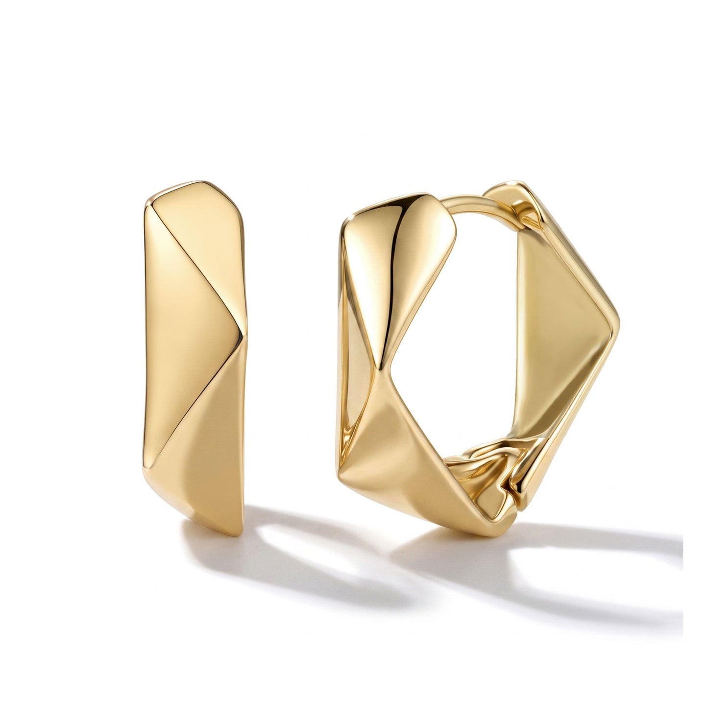 Ohrringe Vergoldet Eckige Edelstahl Creolen geometrisch in Silber oder Gold Schöner-SD