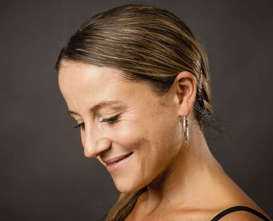 Ohrringe 925 Silbercreolen groß rund gedreht diamantiert Schöner-SD