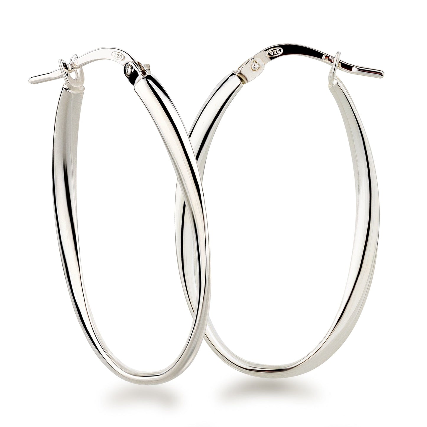 Ohrringe Große Creolen oval 925 Silber glänzend 30 mm 45 mm Schöner-SD