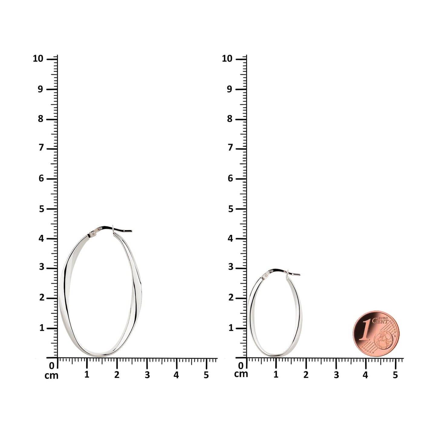 Ohrringe Große Creolen oval 925 Silber glänzend 30 mm 45 mm Schöner-SD