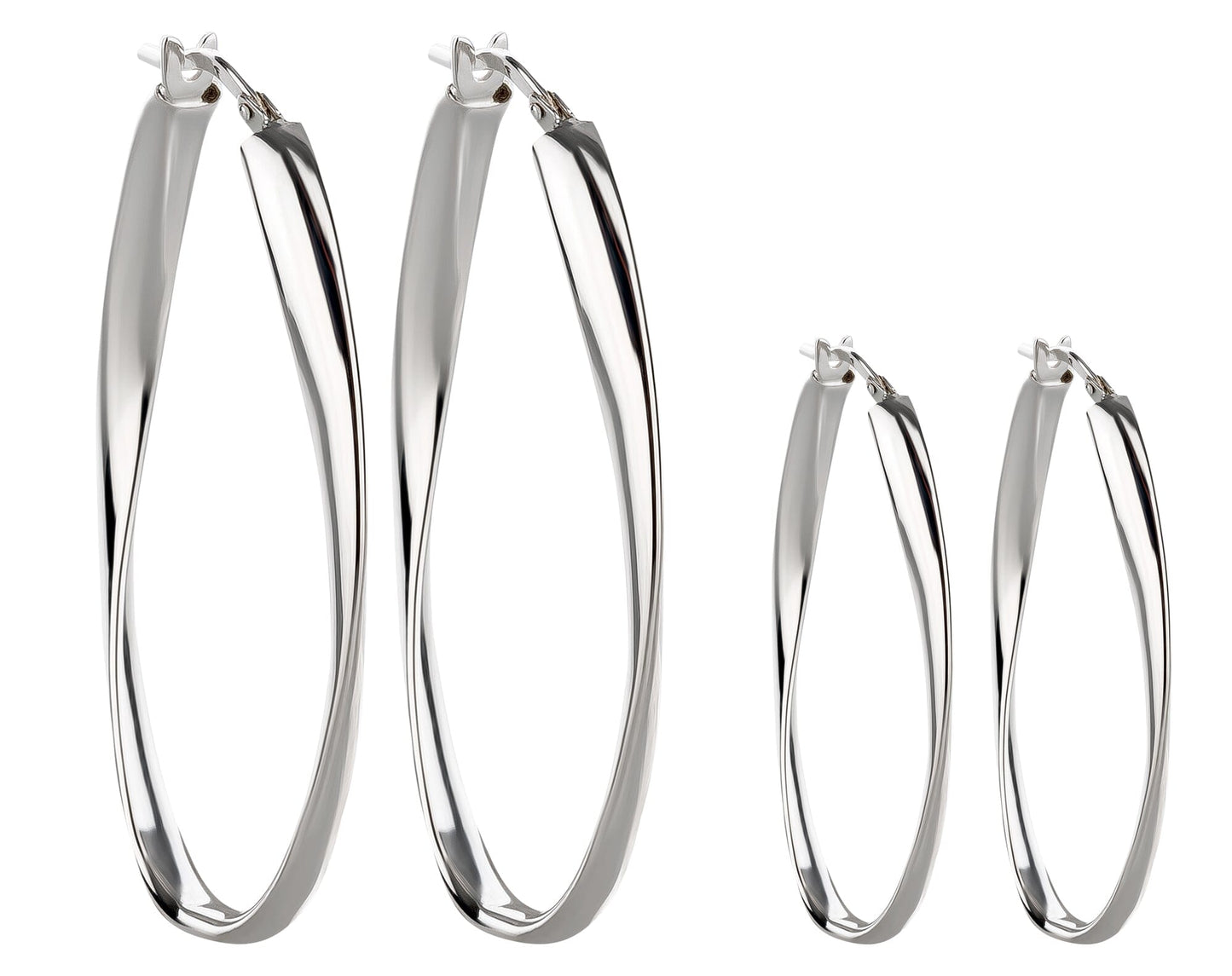 Ohrringe Große Creolen oval 925 Silber glänzend 30 mm 45 mm Schöner-SD