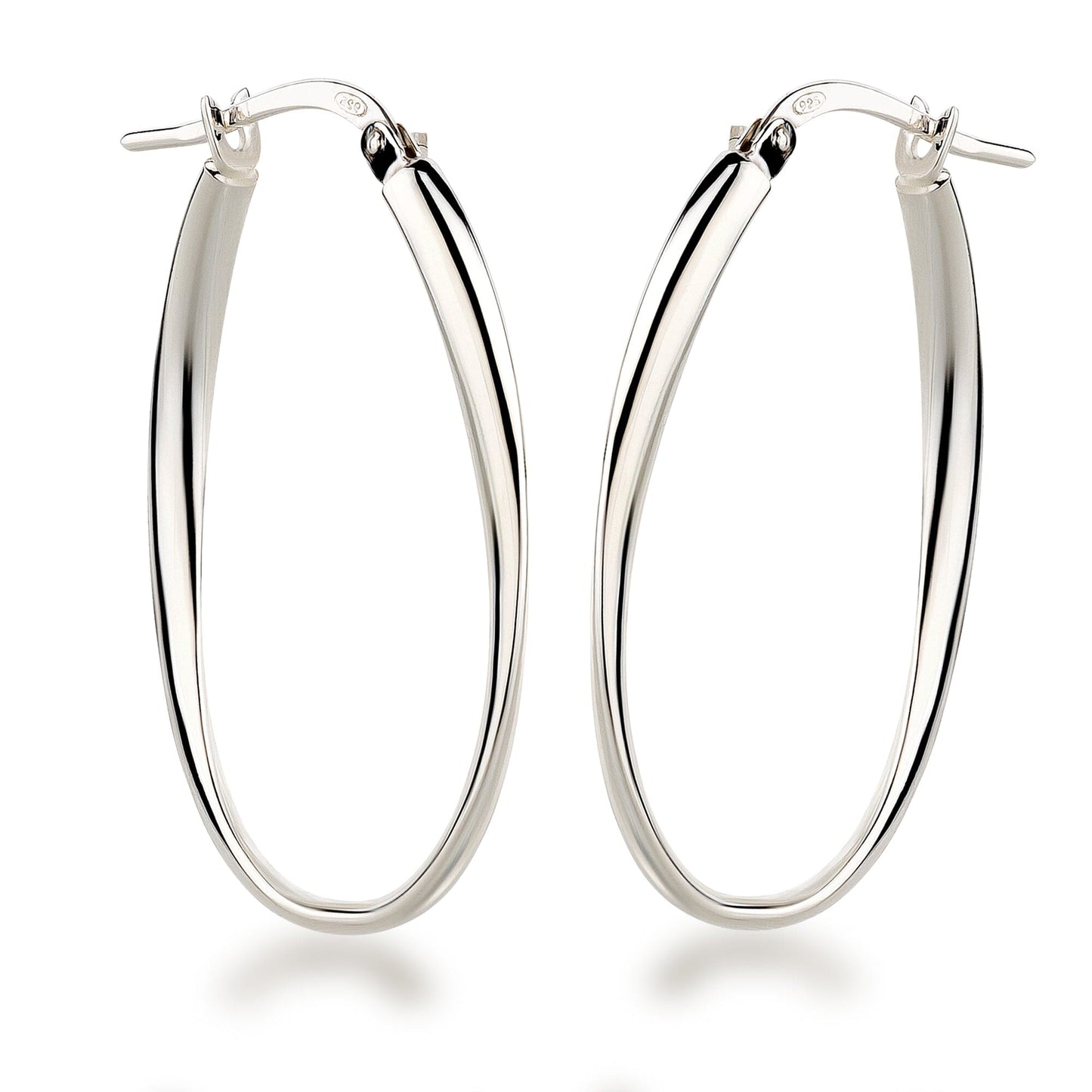 Ohrringe Große Creolen oval 925 Silber glänzend 30 mm 45 mm Schöner-SD