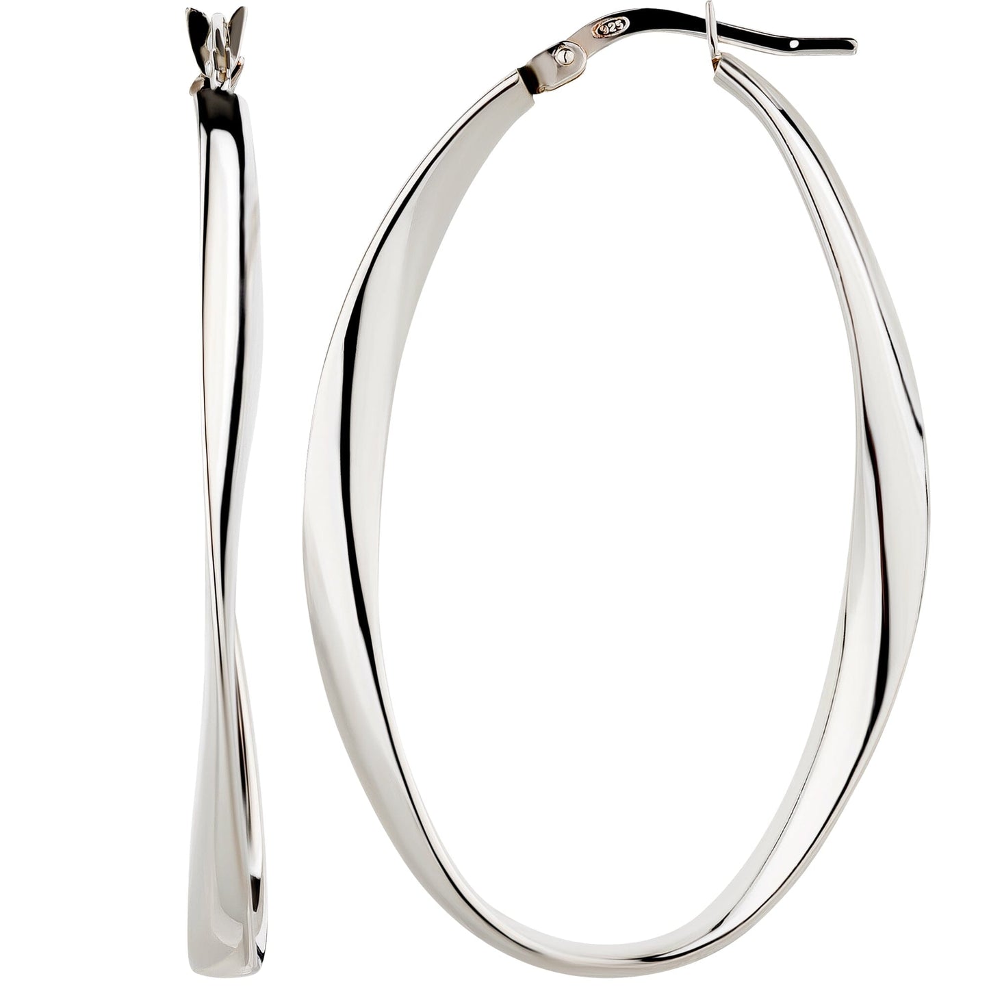 Ohrringe Große Creolen oval 925 Silber glänzend 30 mm 45 mm Schöner-SD