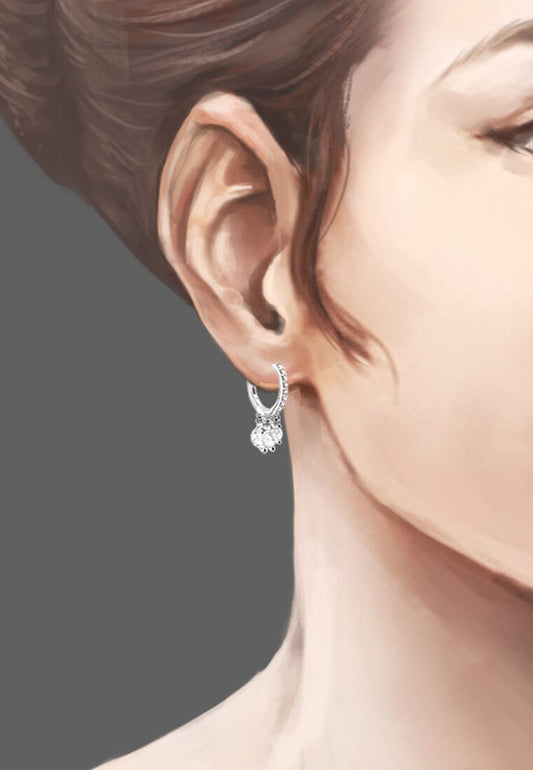 Ohrringe Silbercreolen mit 3 Kristallanhängern Schöner-SD