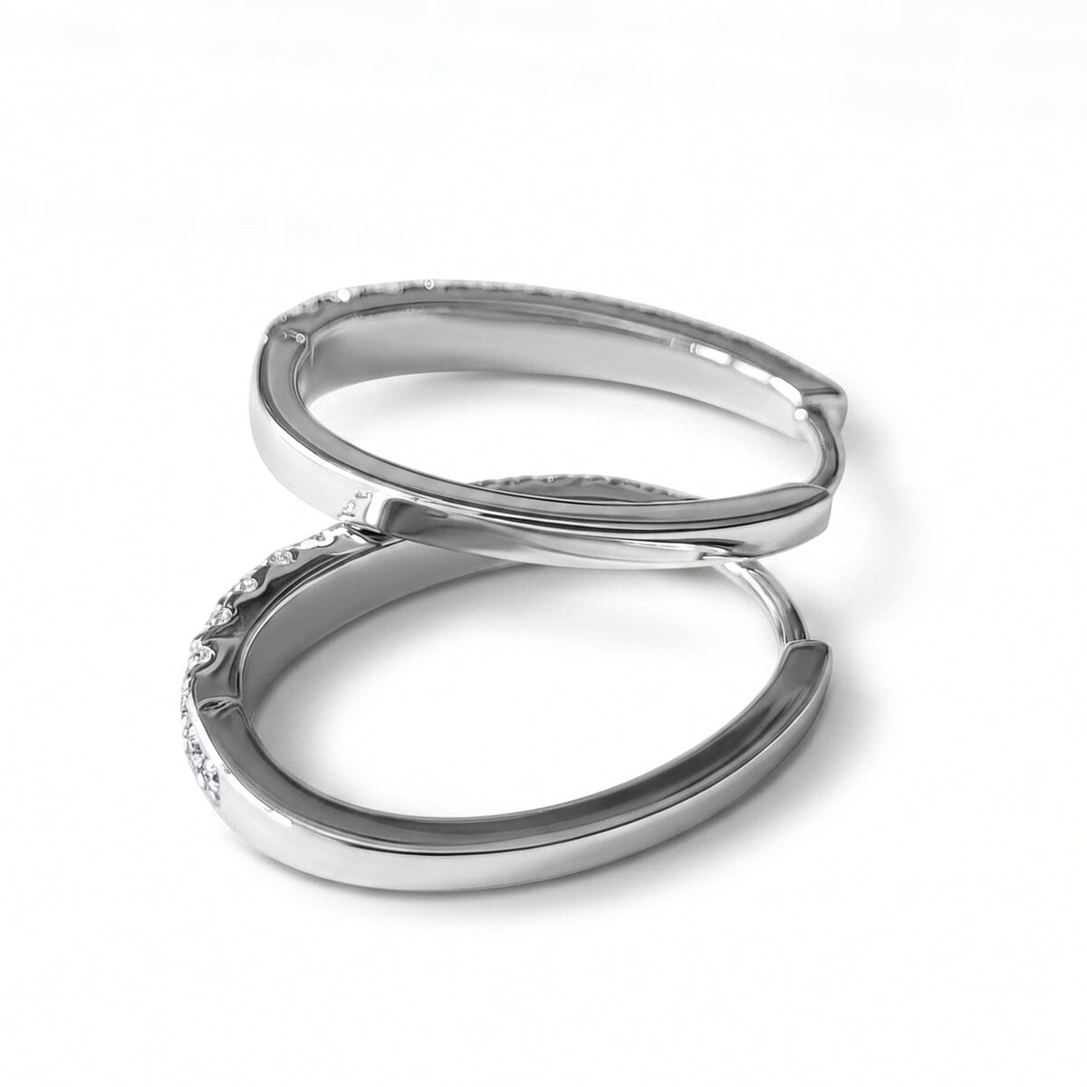 Ohrringe Silbercreolen oval 19 mm 925 Silber mit Zirkonia Schöner-SD