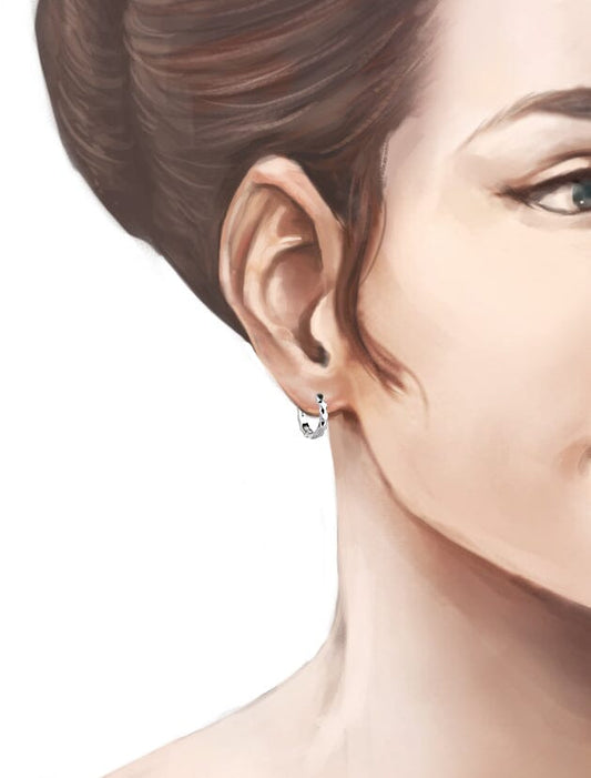 Ohrringe Creolen Silber 925 klein 13 mm glänzend mit Muster Schöner-SD