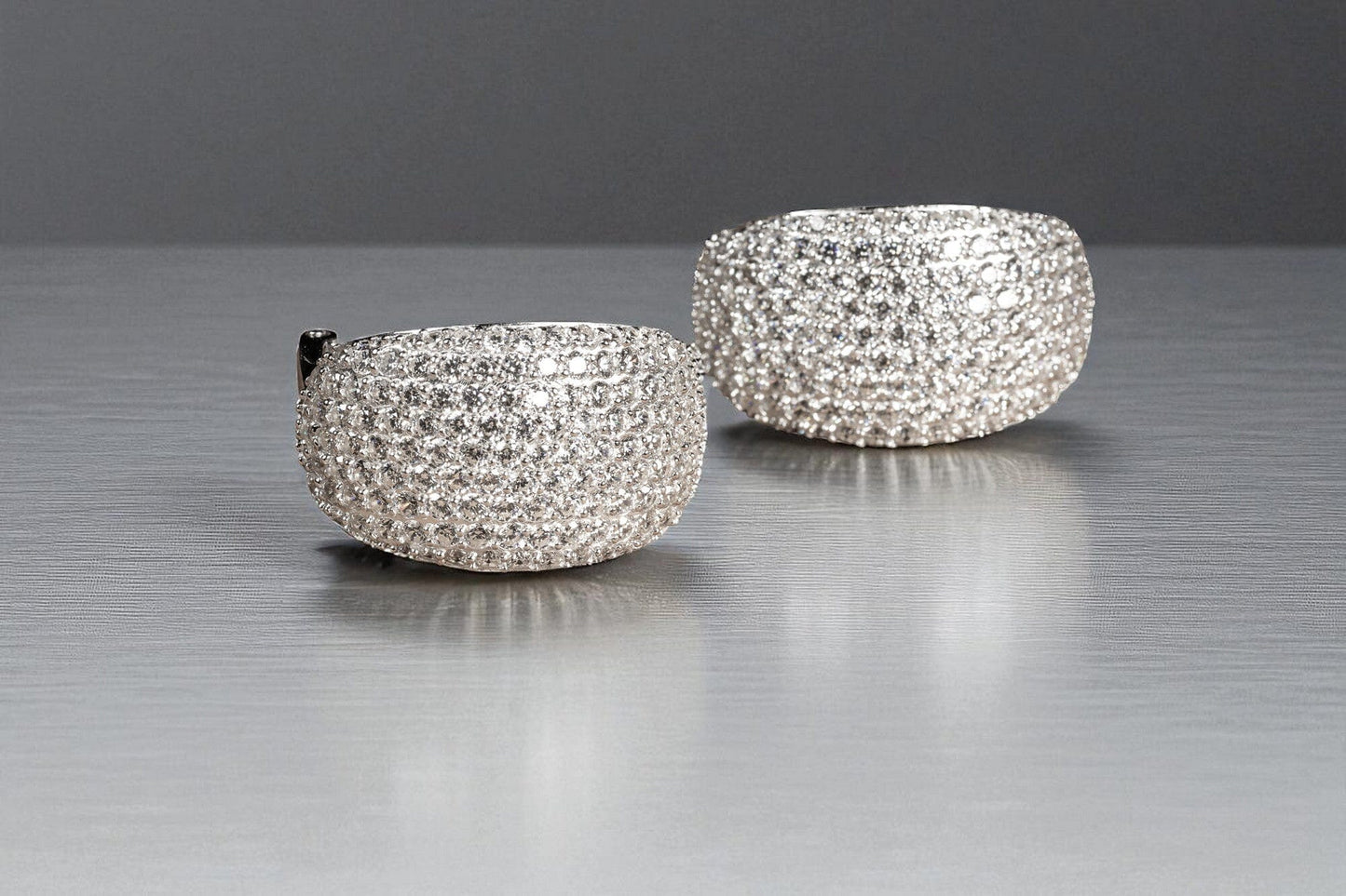 Ohrringe Strass Ohrringe Halb-Creolen 925 Silber mit vielen Zirkonia Schöner-SD