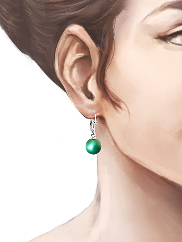 Ohrringe Perlenohrringe hängend 10mm Perle 925 Silber Farbwahl Schöner-SD