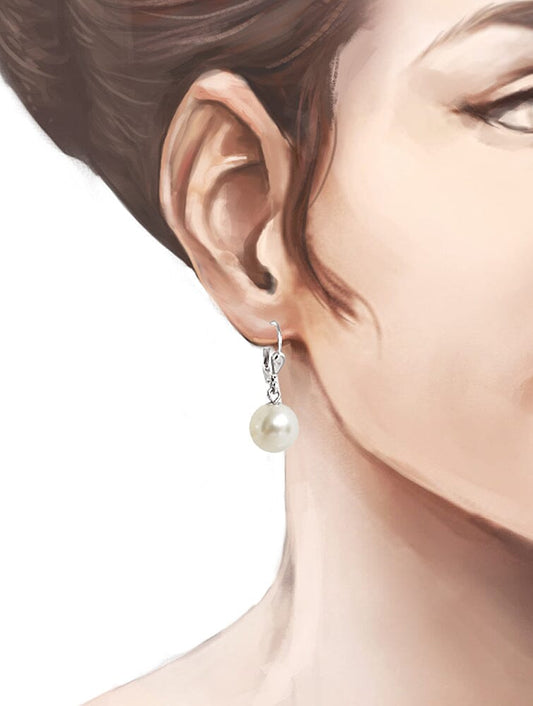 Ohrringe Perlenohrringe hängend 10mm Perle 925 Silber Farbwahl Schöner-SD