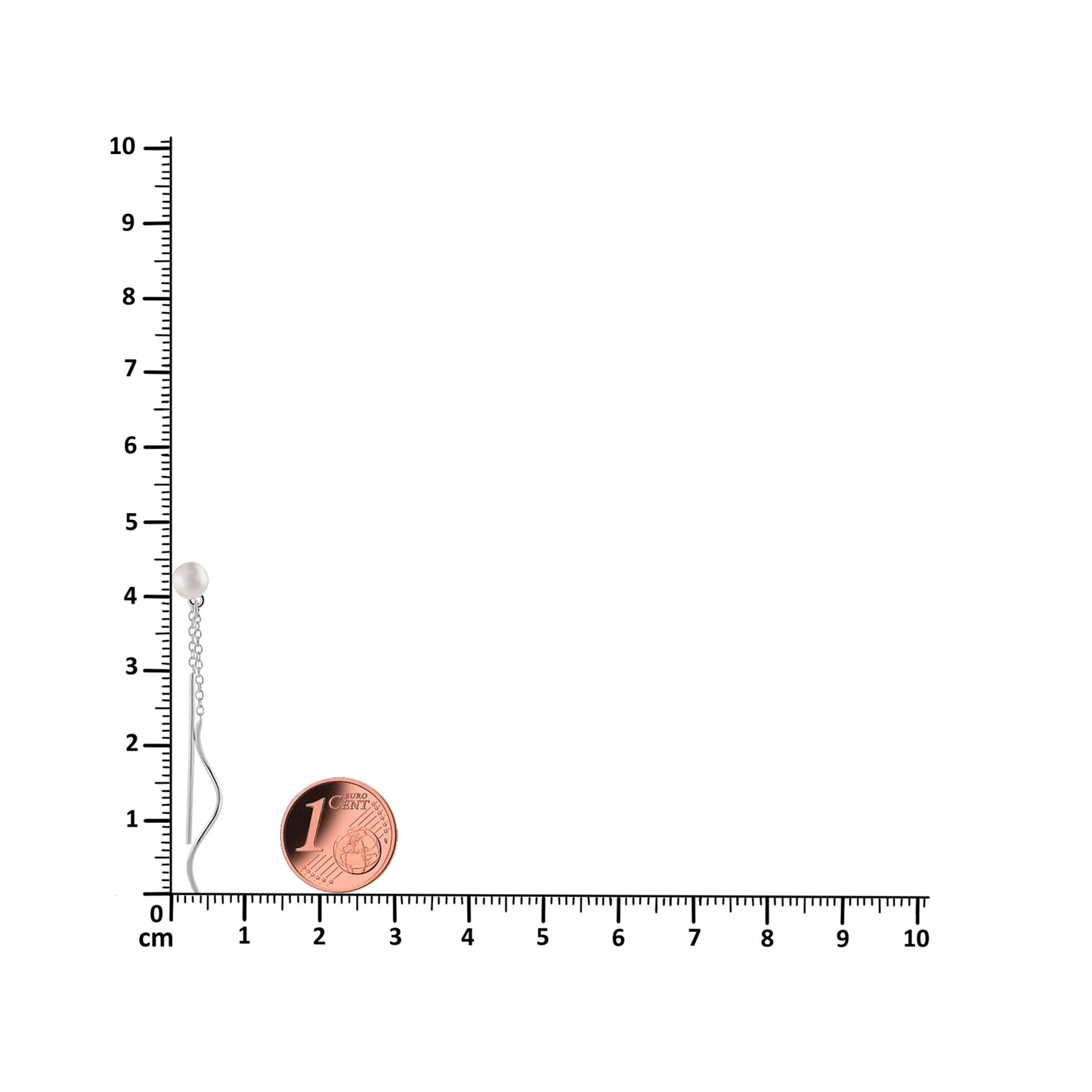 Perlenohrstecker mit langen Ketten und Stäben hängend 925 Silber